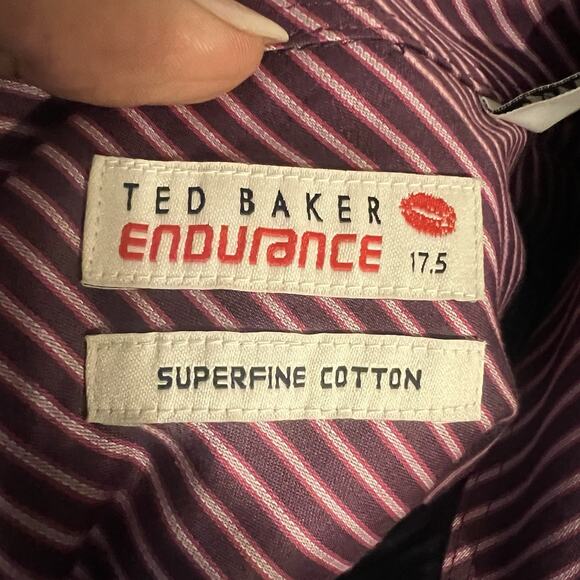 Ted Baker Endurance Blue Stripe French Cuff Superfine Cotton Dress Shirt 17.5 - Picture 9 of 11